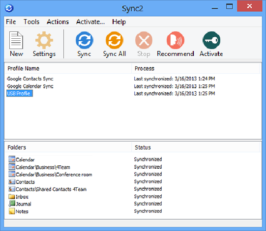 Sync2 for Outlook 2.73 screenshot