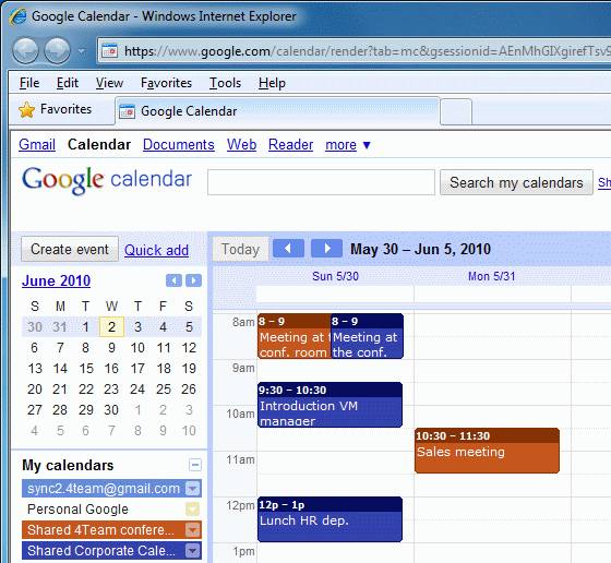 Google Calendar sync with Outlook Calendar using Sync2.