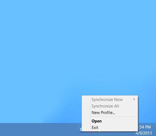 Sync2 Tray Menu