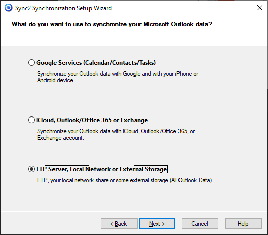 Sync2 Synchronization Wizard Step 2