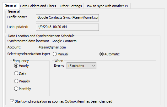Automatic sync Outlook with Android device