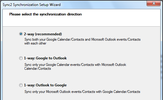 One- or two- way Sync of Gmail and Outlook Contacts One- or two- way Sync of Gmail and Outlook Contacts
