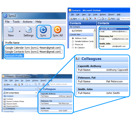 sync google contacts with outlook 2019